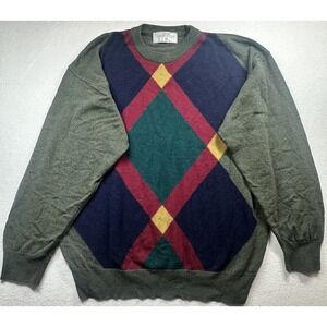Vintage St Michael M&S 100% Wool‎ Knit Jumper Sweater Multicolor Men's XL  80S